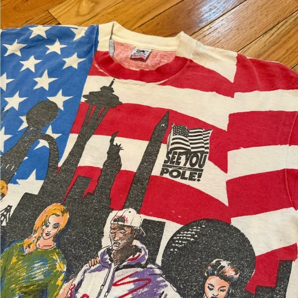 VTG 90s See You at The Pole American Flag Patriotic T Shirt Single Stitch Sz XL - Picture 3 of 14